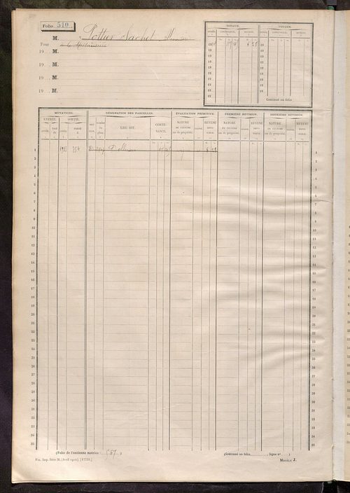 Matrice des propriétés non bâties, fol. 499 à 800.