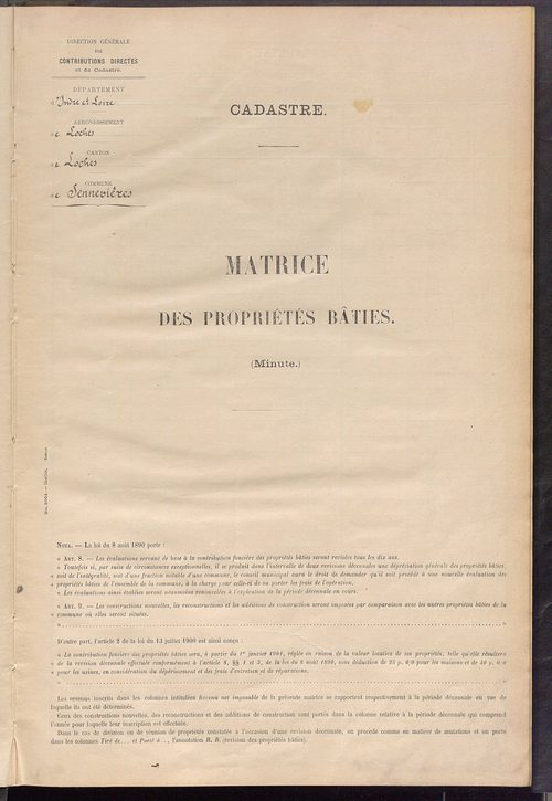 Matrice des propriétés bâties ; récapitulation ; table alphabétique des propriétaires.