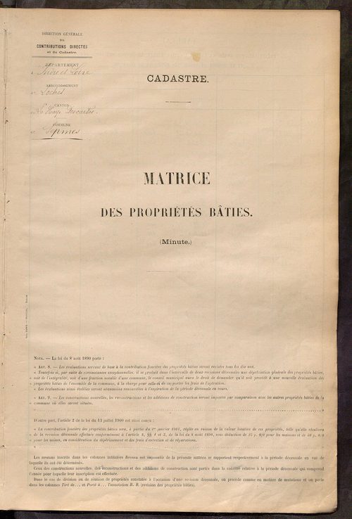 Matrice des propriétés bâties ; récapitulation ; table alphabétique des propriétaires.