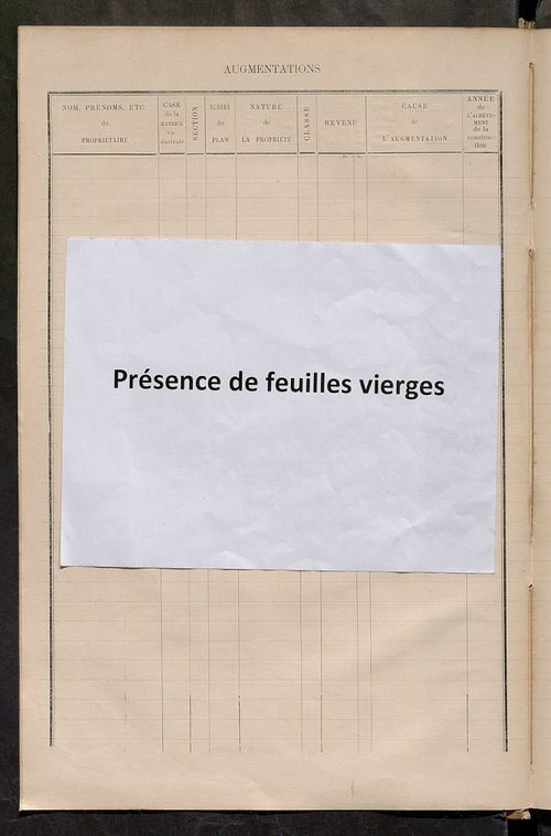 Matrice des propriétés bâties ; augmentations et diminutions, 1883-1892 ; séparation des revenus cadastraux afférents, pour l'année 1882, aux propriétés bâties et non bâties (état-balance) ; table alphabétique des propriétaires.