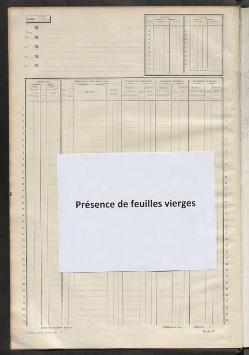 Matrice des propriétés non bâties, fol. 501 à 1100.