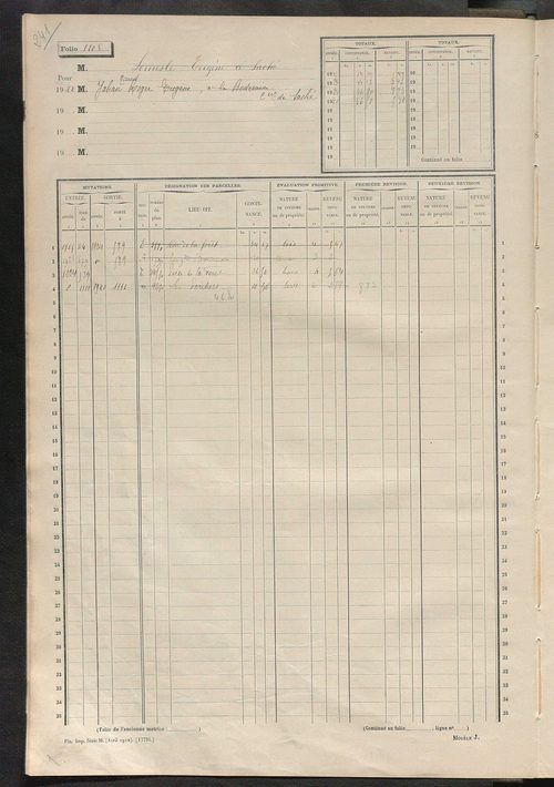 Matrice des propriétés non bâties, fol. 1101 à 1399.