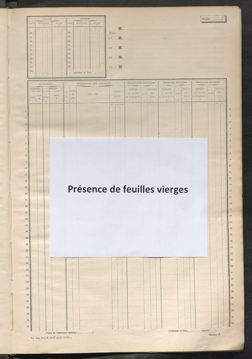 Matrice des propriétés non bâties, fol. 501 à 1100.