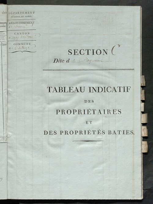 Tableau indicatif des propriétaires et des propriétés bâties.