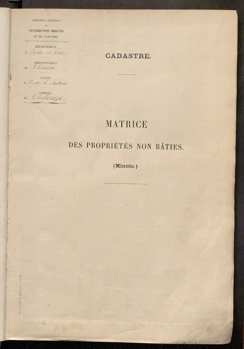 Tableau présentant les augmentations et les diminutions survenues dans la matière imposable ; récapitulation ; table alphabétique des propriétaires ; matrice des propriétés non bâties, fol. 1 à 500.