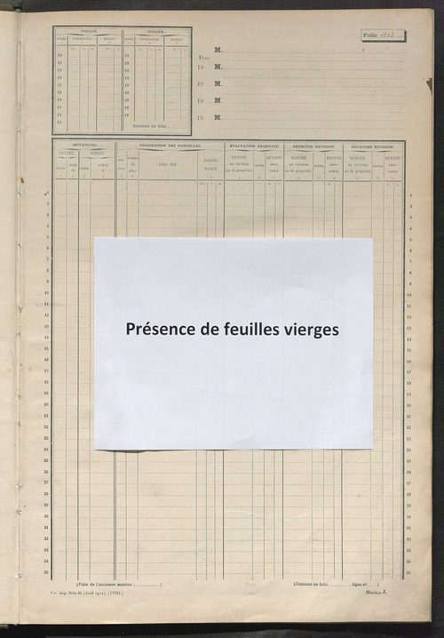 Matrice des propriétés non bâties, fol. 1101 à 1399.