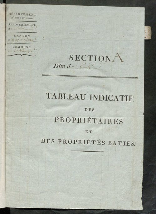 Tableau indicatif des propriétaires et des propriétés bâties.