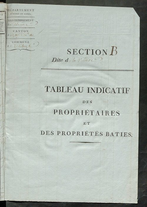 Tableau indicatif des propriétaires et des propriétés bâties.