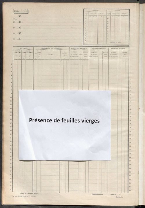Matrice des propriétés non bâties, fol. 501 à 1100.
