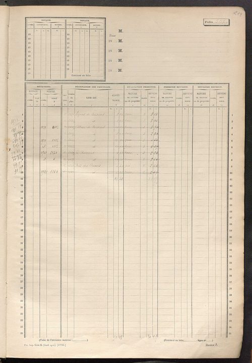 Matrice des propriétés non bâties, fol. 501 à 1100.