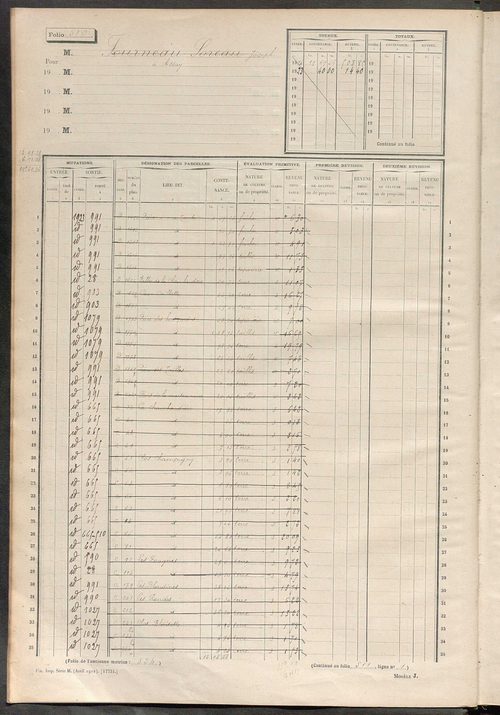 Matrice des propriétés non bâties, fol. 501 à 1100.