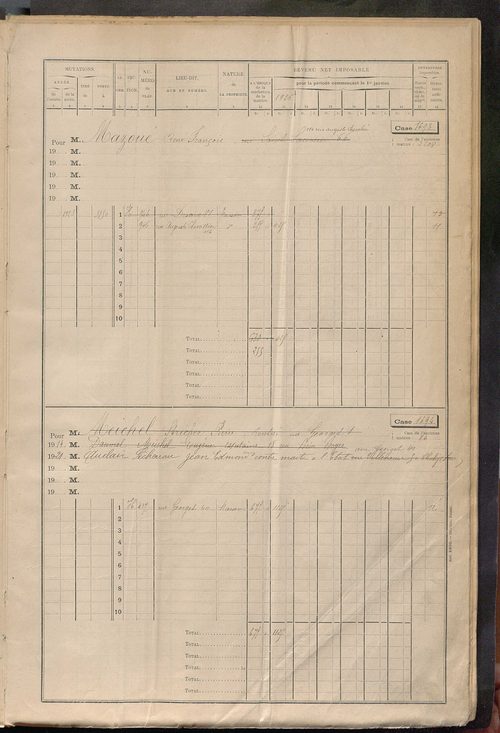 Tours sud, puis sud-ouest. - Matrice des propriétés bâties, cases 1681 à 2680 (1911-1927).