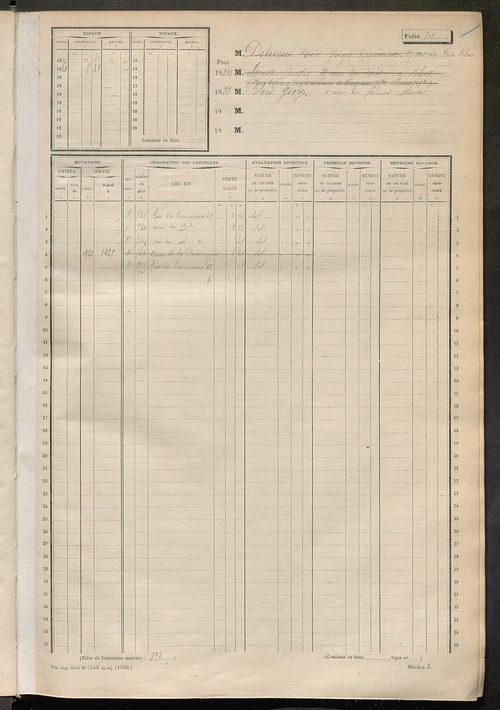 Tours nord-ouest. - Matrice des propriétés bâties, fol. 489 à 1088.