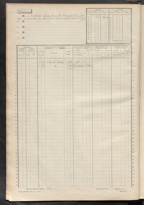 Tours nord-est. - Matrice des propriétés non bâties, fol. 1 à 600.