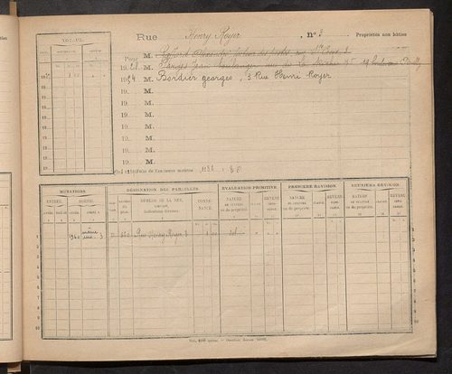 Tours. - Matrice des propriétés : Rue Henri Royer à Rue des Houx