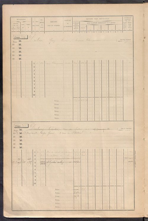 Tours nord-ouest. - Matrice des propriétés bâties, cases 593 à 1392.