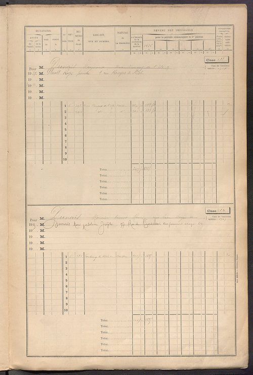 Tours nord-ouest. - Matrice des propriétés bâties, cases 593 à 1392.