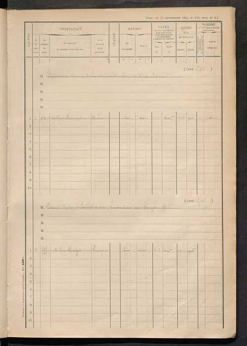 Tours sud, puis sud-ouest. - Matrice des propriétés bâties, cases 2481 à 3081.