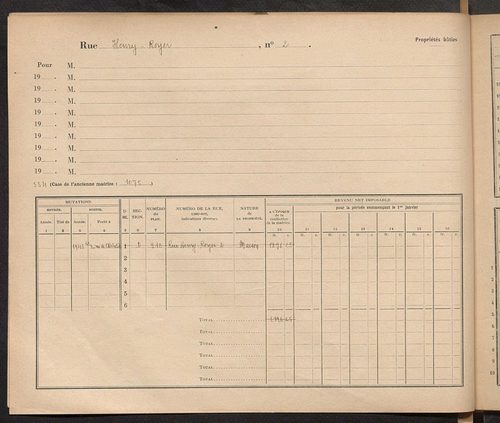 Tours. - Matrice des propriétés : Rue Henri Royer à Rue des Houx