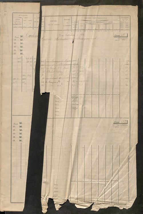 Tours sud, puis sud-ouest. - Matrice des propriétés bâties, cases 681 à 1680 (1911-1927).