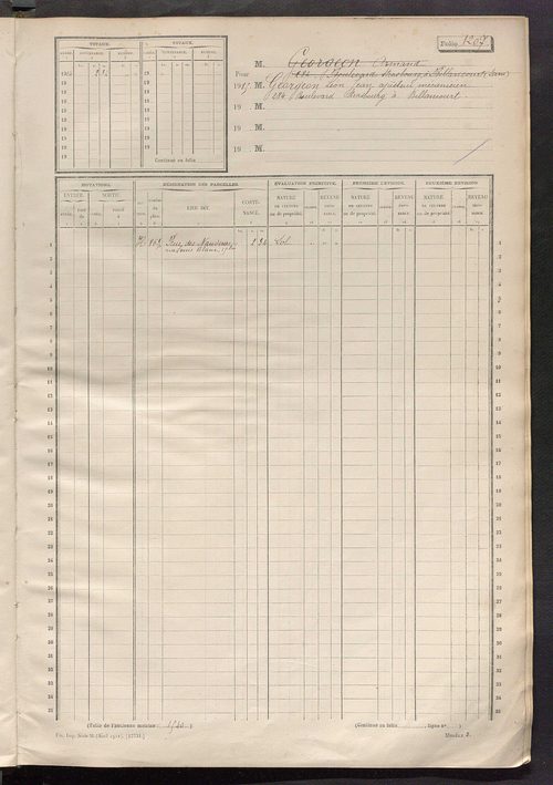 Tours sud, puis sud-ouest. - Matrice des propriétés non bâties, fol 1197 à 1796 (1914-1927).