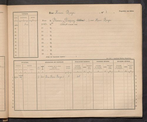 Tours. - Matrice des propriétés : Rue Henri Royer à Rue des Houx