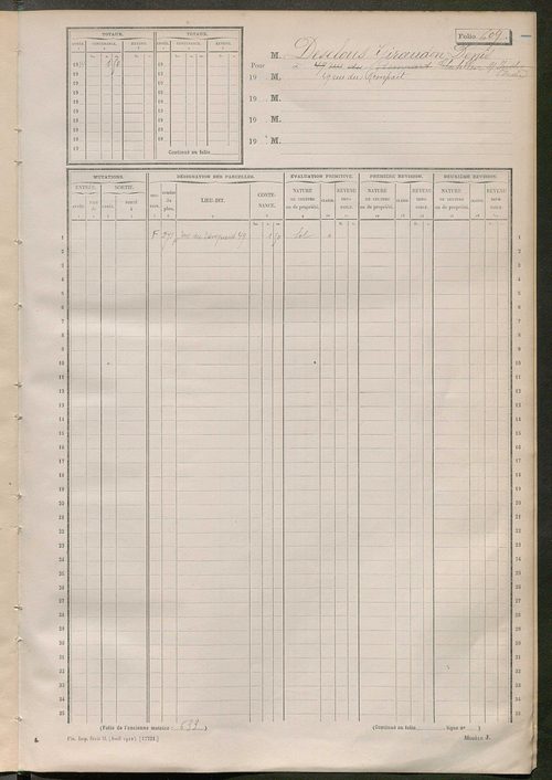Tours sud-est. - Matrice des propriétés non bâties, fol. 601 à 1200 (1914-1927).