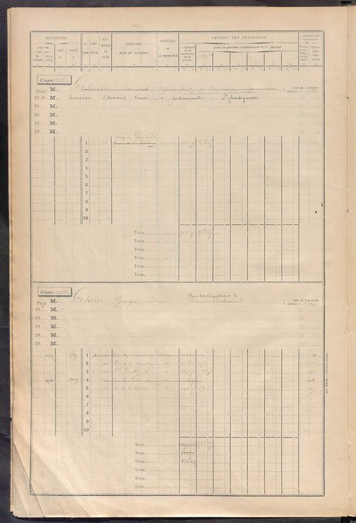 Tours nord-ouest. - Matrice des propriétés bâties, cases 1393 à 1929.