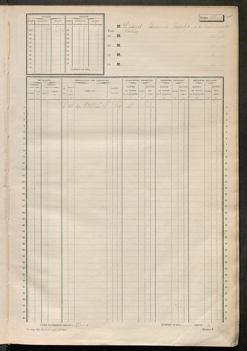 Tours nord-ouest. - Matrice des propriétés bâties, fol. 489 à 1088.