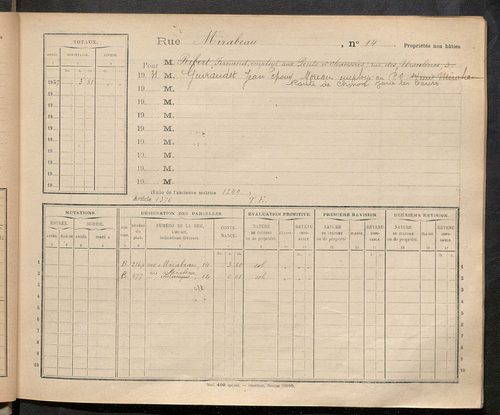 Tours. - Matrice des propriétés : Rue Mirabeau à Rue Nationale n° 29