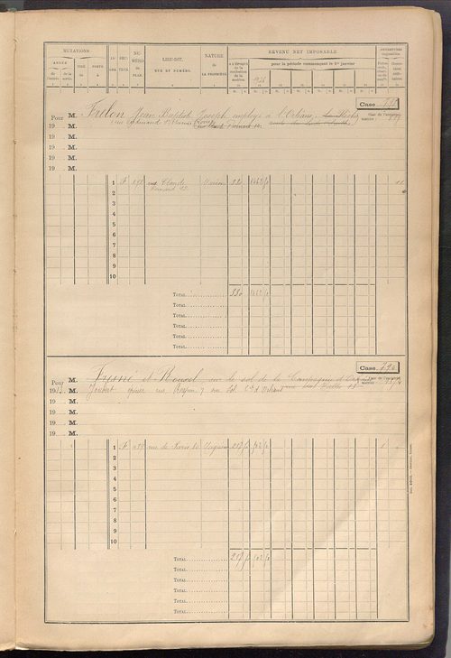Tours sud-est. - Matrice des propriétés bâties, cases 769 à 1768 (1911-1927).