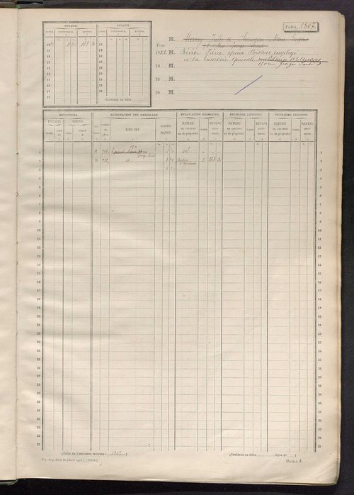 Tours sud, puis sud-ouest. - Matrice des propriétés non bâties, fol. 1797 à 2396 (1914-1927).
