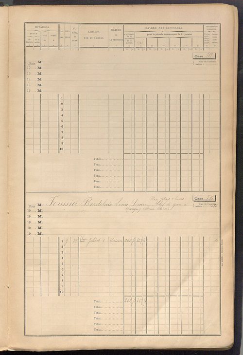 Tours sud-est. - Matrice des propriétés bâties, cases 769 à 1768 (1911-1927).