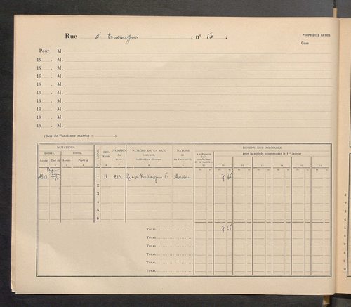 Tours. - Matrice des propriétés : Rue d'Entraigues jusqu'au n° 367