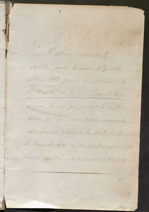 Matrice cadastrale établie pour les années 1859 à 1862 pour les sections de Saint-Avertin et de Saint-Pierre-des-Corps rattachées à la commune de Tours par la loi du 5 mai 1855, qui ne devaient pas participer aux dépenses communales extraordinaires relati