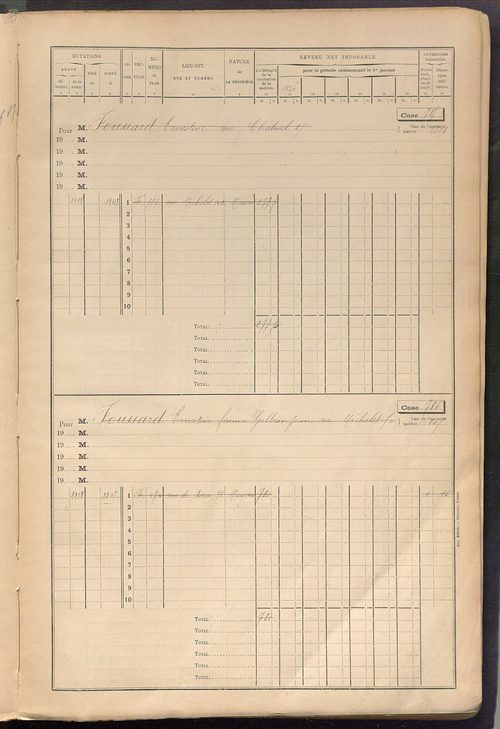 Tours sud-est. - Matrice des propriétés bâties, cases 769 à 1768 (1911-1927).