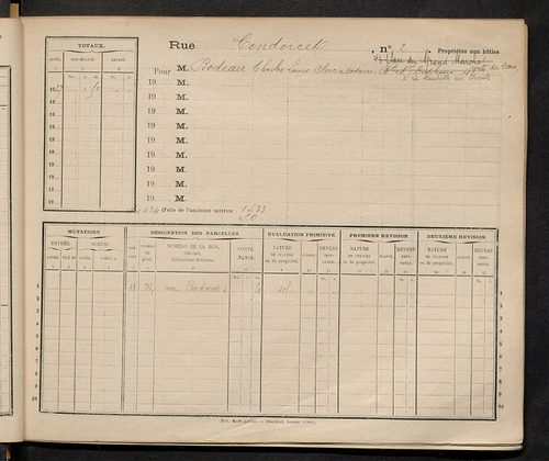 Tours. - Matrice des propriétés : Rue Condorcet à Rue Delpérier