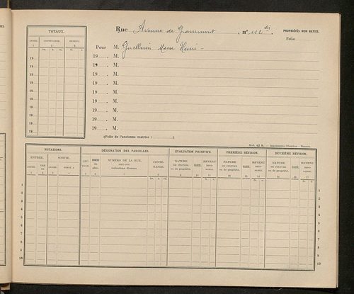 Tours. - Matrice des propriétés : Avenue de Grammont n° 110 à n° 272