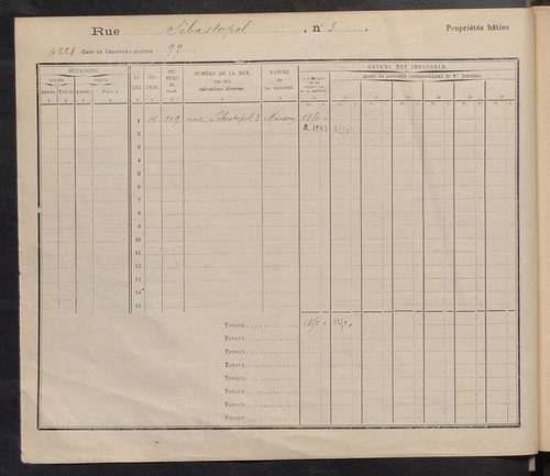 Tours. - Matrice des propriétés : Rue Sébastopol à Rue Stéphane Pitard n° 90