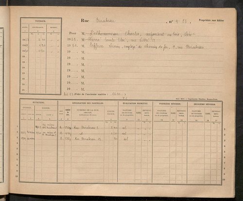 Tours. - Matrice des propriétés : Rue Mirabeau à Rue Nationale n° 29