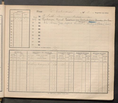 Tours. - Matrice des propriétés : Rue d'Entraigues jusqu'au n° 367