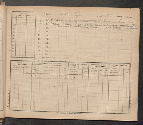 Tours. - Matrice des propriétés : Rue de la Fuye n° 200 à Rue du Général Chanzy n° 99