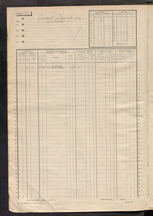 Tours sud, puis sud-ouest. - Matrice des propriétés non bâties, fol 1197 à 1796 (1914-1927).