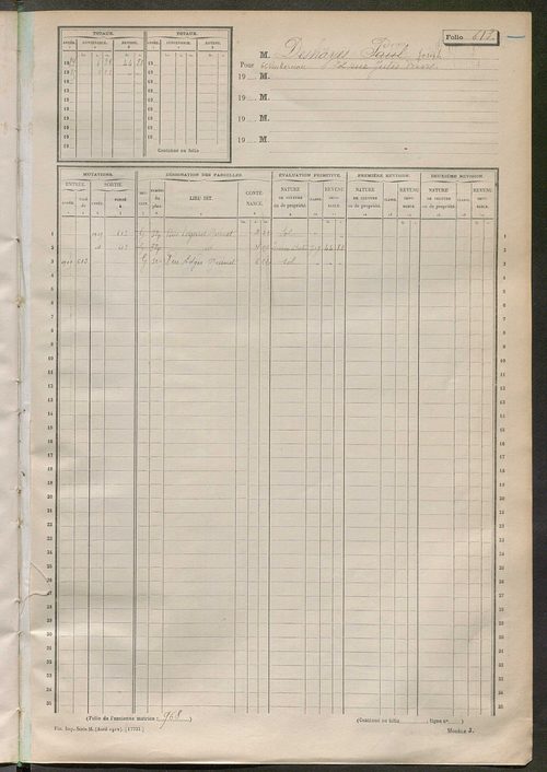 Tours sud-est. - Matrice des propriétés non bâties, fol. 601 à 1200 (1914-1927).