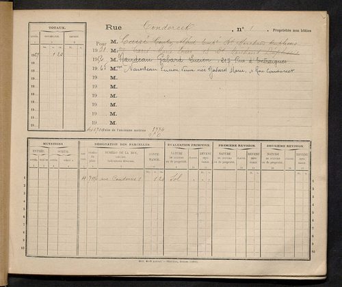 Tours. - Matrice des propriétés : Rue Condorcet à Rue Delpérier