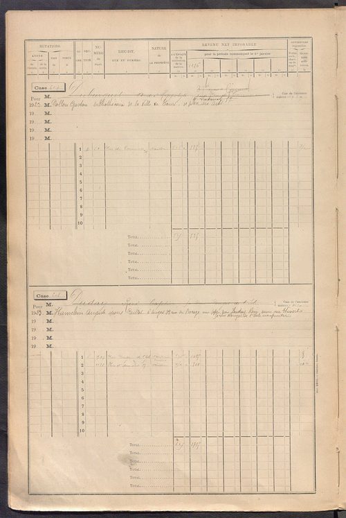 Tours nord-ouest. - Matrice des propriétés bâties, cases 593 à 1392.