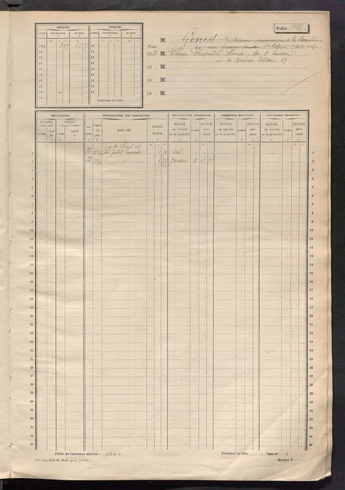 Tours sud, puis sud-ouest. - Matrice des propriétés non bâties, fol 1197 à 1796 (1914-1927).