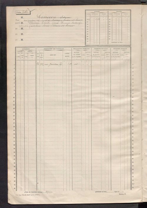 Tours sud, puis sud-ouest. - Matrice des propriétés non bâties, fol 1197 à 1796 (1914-1927).