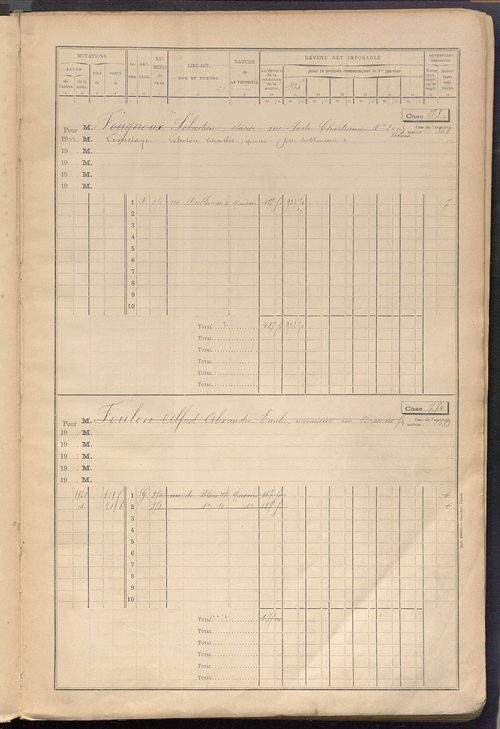 Tours sud-est. - Matrice des propriétés bâties, cases 769 à 1768 (1911-1927).