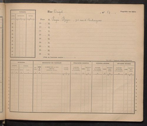Tours. - Matrice des propriétés : Rue Origet n° 50 à Rue Pasteur